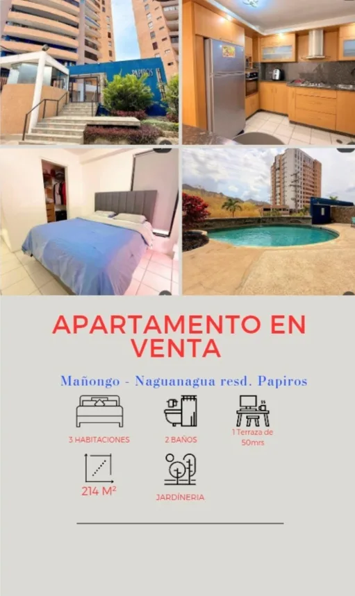 Apartamento en Venta en Mañongo — 3 hab 214m² — USD 115,000
