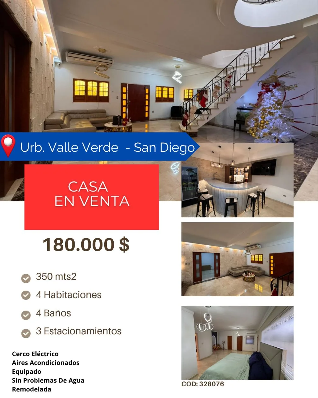 Casa en Venta en Urb. Valle Verde - San Diego — 5 hab 350m² — USD 180,000