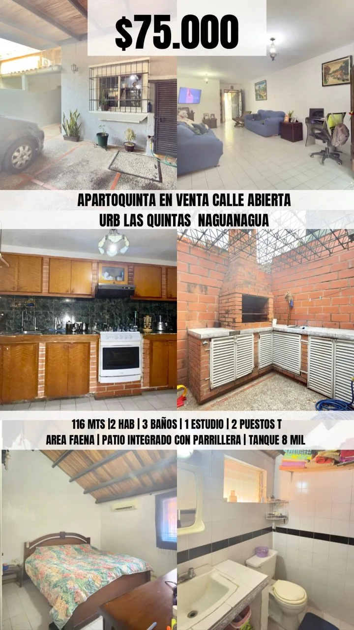 Apartamento en Venta en Quintas de naguanagua — 3 hab 116m² — USD 75,000