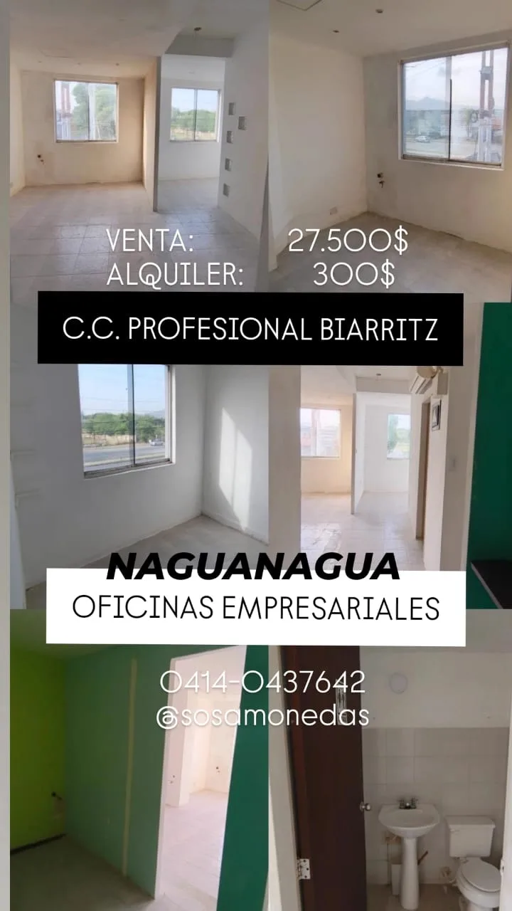 Oficina en Venta en C.C. PROFESIONAL BIARRITZ, Distribuidor Naguanagua, Av Valencia 42m² — USD 27,500