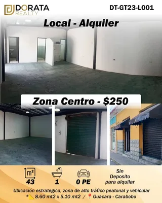 Local en Centro de Guacara, Calle Marqués del Toro con plaza Edo. Carabobo