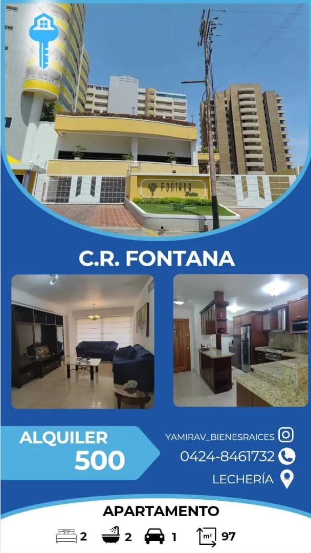Apartamento en Alquiler en C.R. Fontana — 2 hab 97m² — USD 500