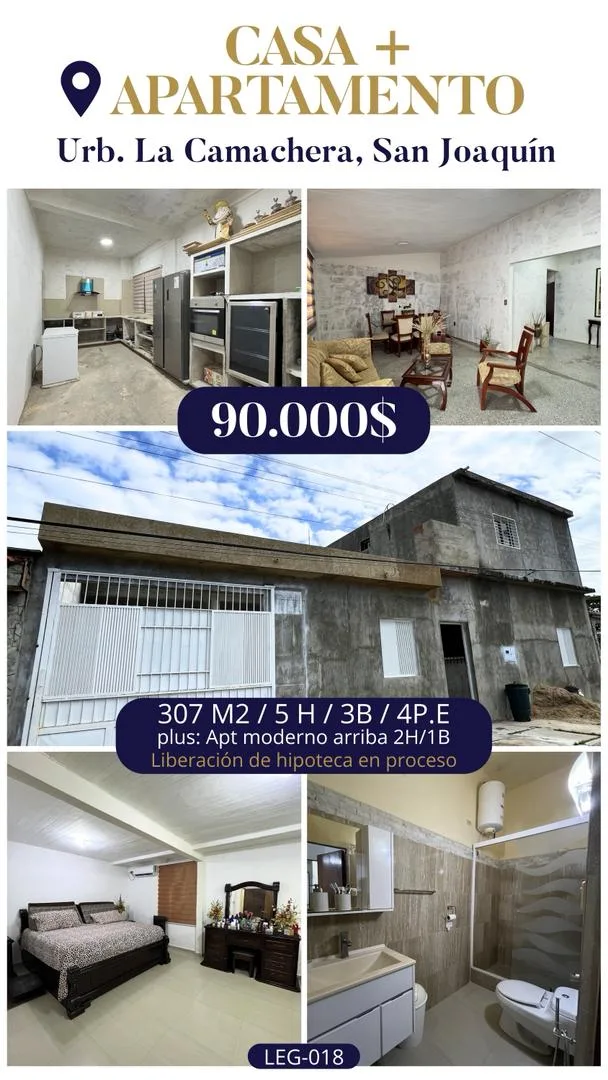 Casa en Venta en Urb. La Camachera, San Joaquín — 7 hab 307m² — USD 90,000