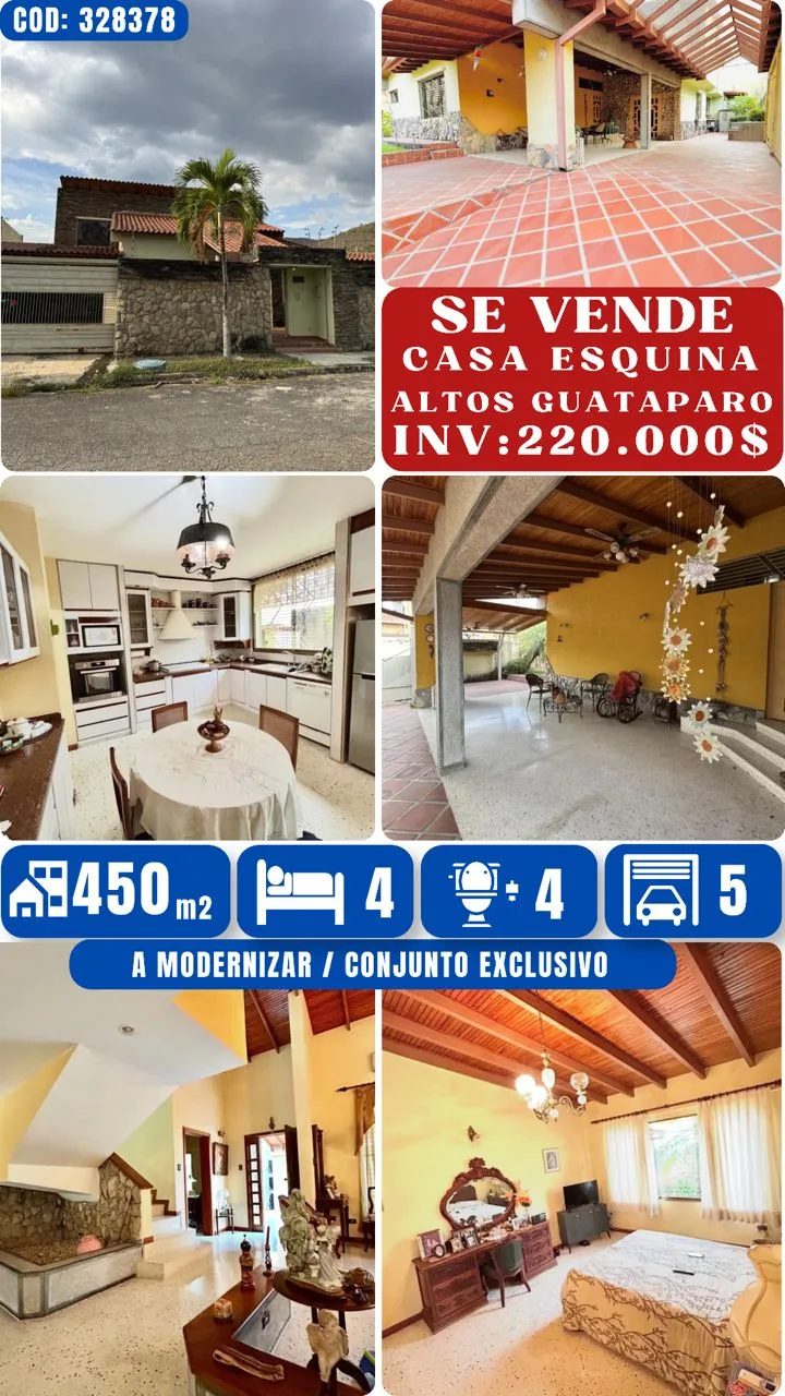 Casa en Venta en Urb. Altos de Guataparo — 4 hab 311m² — USD 220,000