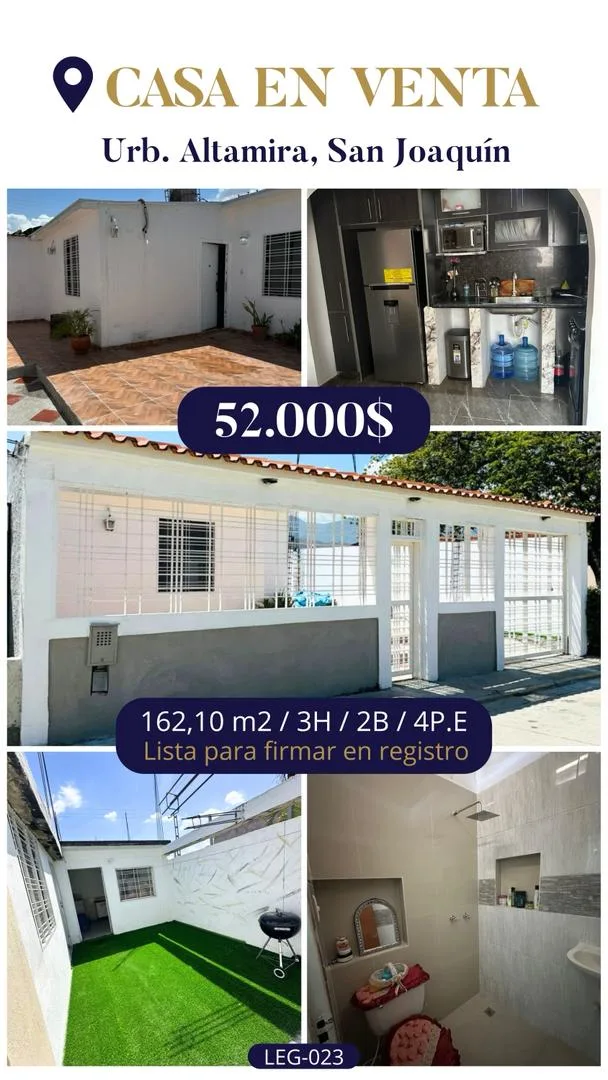 Casa en Venta en Urb. Altamira, San Joaquín — 3 hab 162m² — USD 52,000