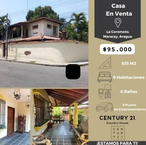 Casa en Venta en Urb. La Coromoto, Maracay-Aragua — 9 hab 935m² — USD 95,000