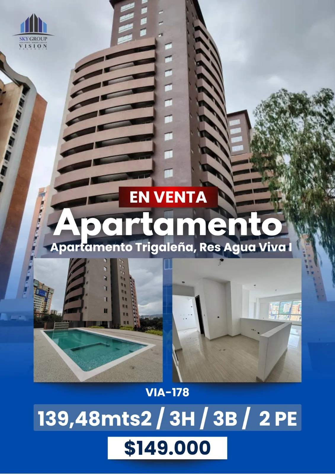 Apartamento en Venta en Res Agua Viva I — 3 hab 139m² — USD 149,000
