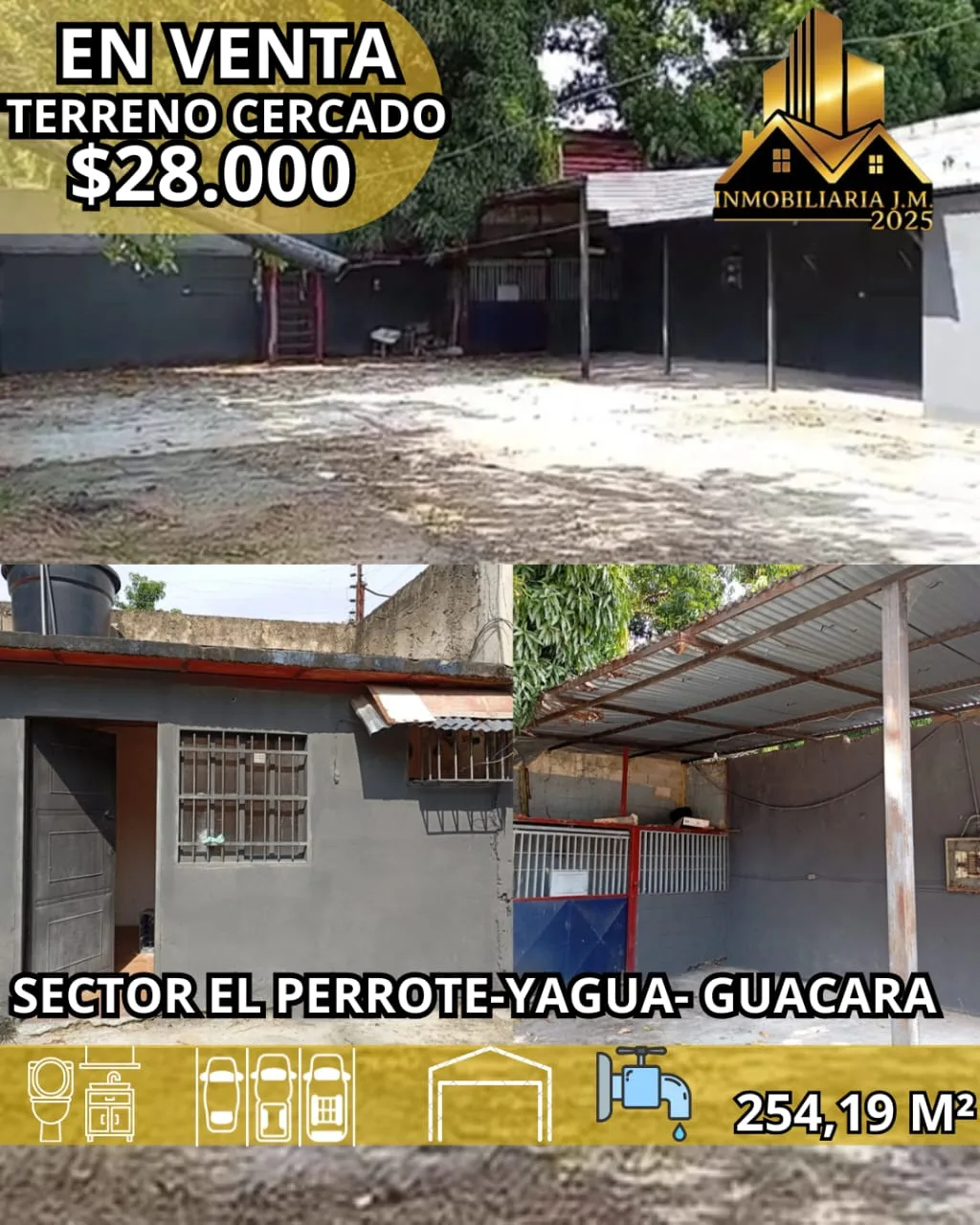 Terreno en Venta en Guacara, Sector El Perrote 254m² — USD 28,000
