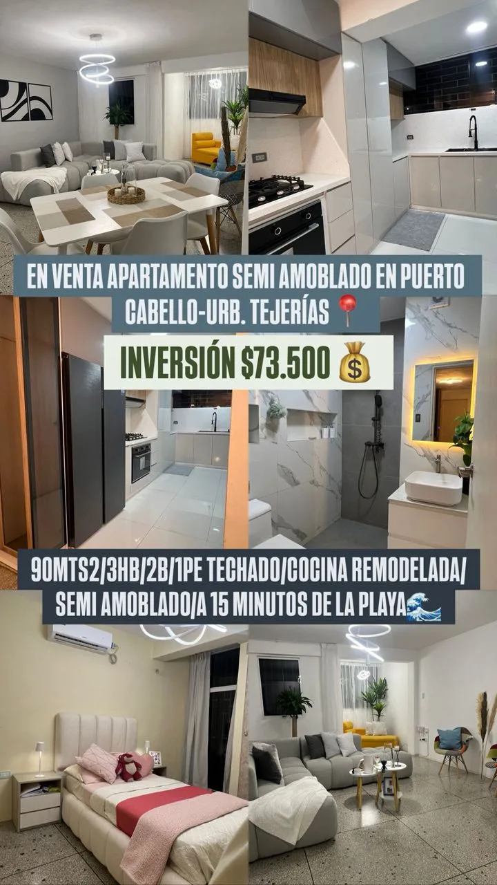 Apartamento en Venta en Urb. Tejerías — 3 hab 90m² — USD 73,500
