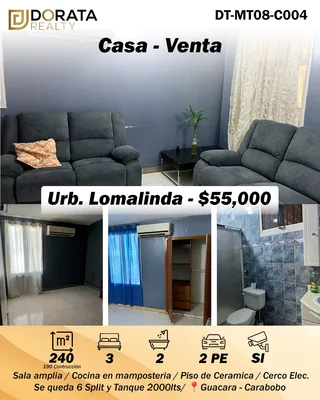 Casa en Urbanización loma linda de la calle principal, Guacara