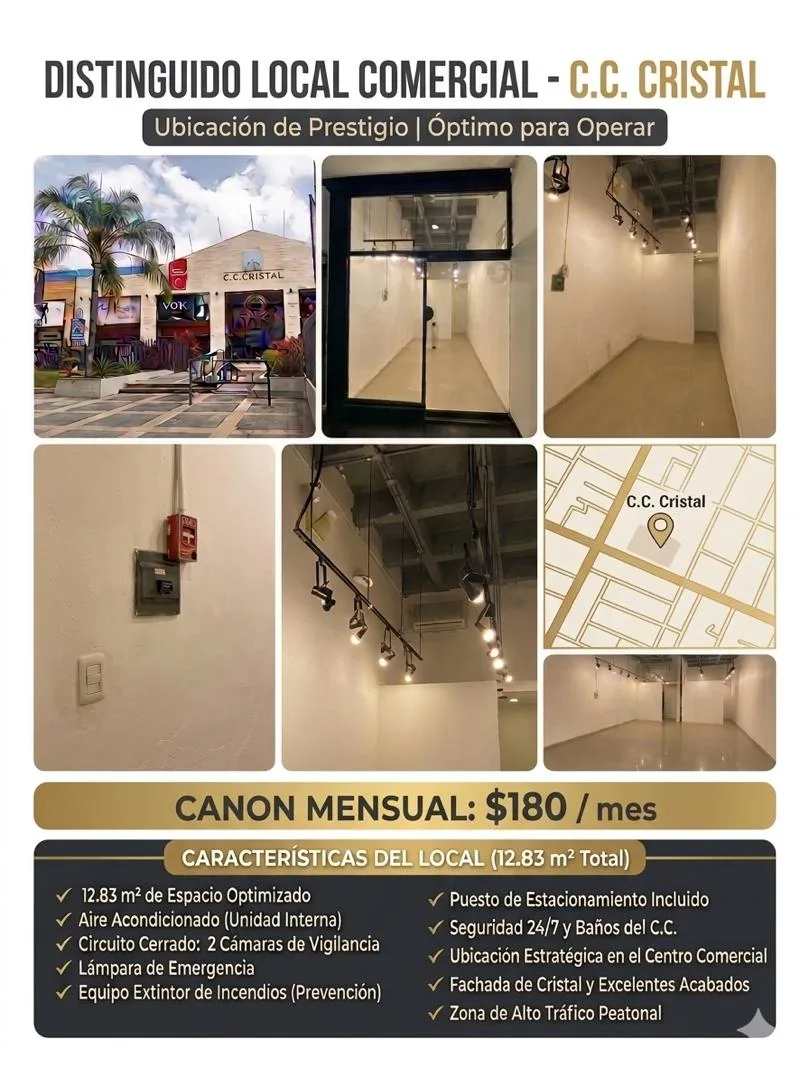 Local en Alquiler en C.C. Cristal 13m² — USD 180