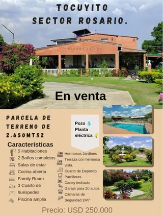 Terreno en Tocuyito, sector El Rosario, urb. campo solo