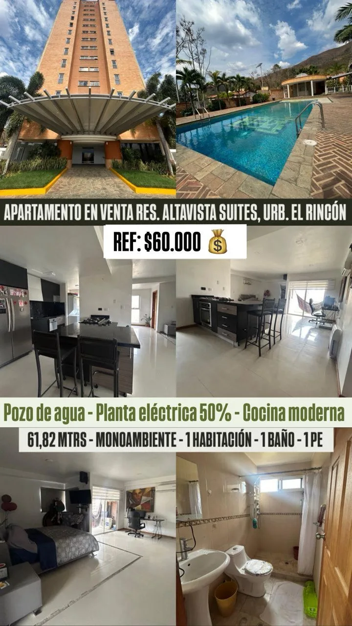 Apartamento en Venta en Altos del Rincon, Naguanagua — 1 hab 61m² — USD 60,000