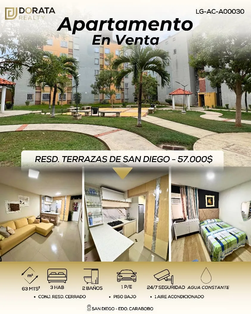 Apartamento en Venta en Conjunto Residencial Terrazas de San Diego — 3 hab 63m² — USD 57,000