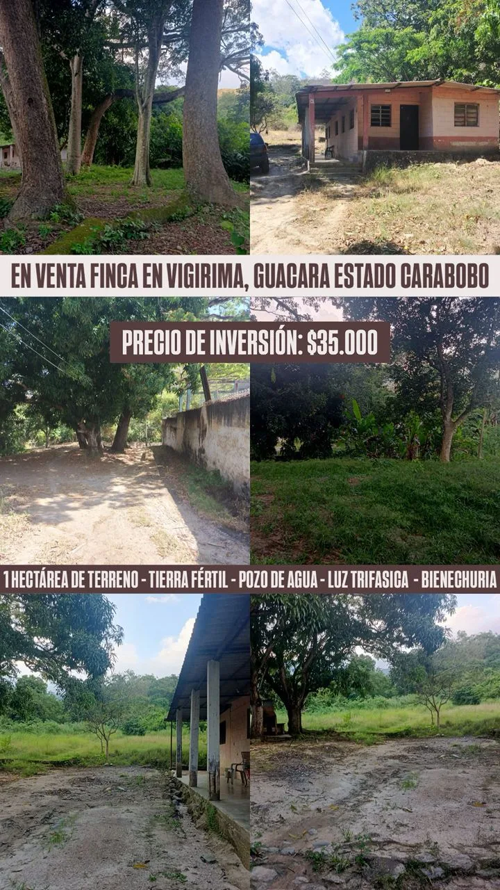 Terreno en Venta en Vigirima, Guacara — 1 hab 10000m² — USD 35,000