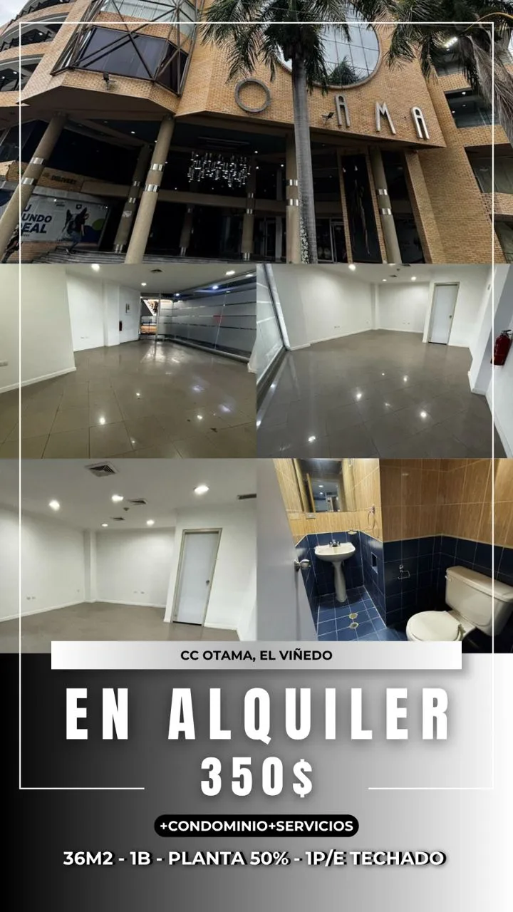 Oficina en Alquiler en El Viñedo, C.C Otama 36m² — USD 350