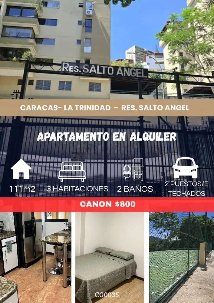 Apartamento en Alquiler en La Trinidad — 3 hab 111m² — USD 800