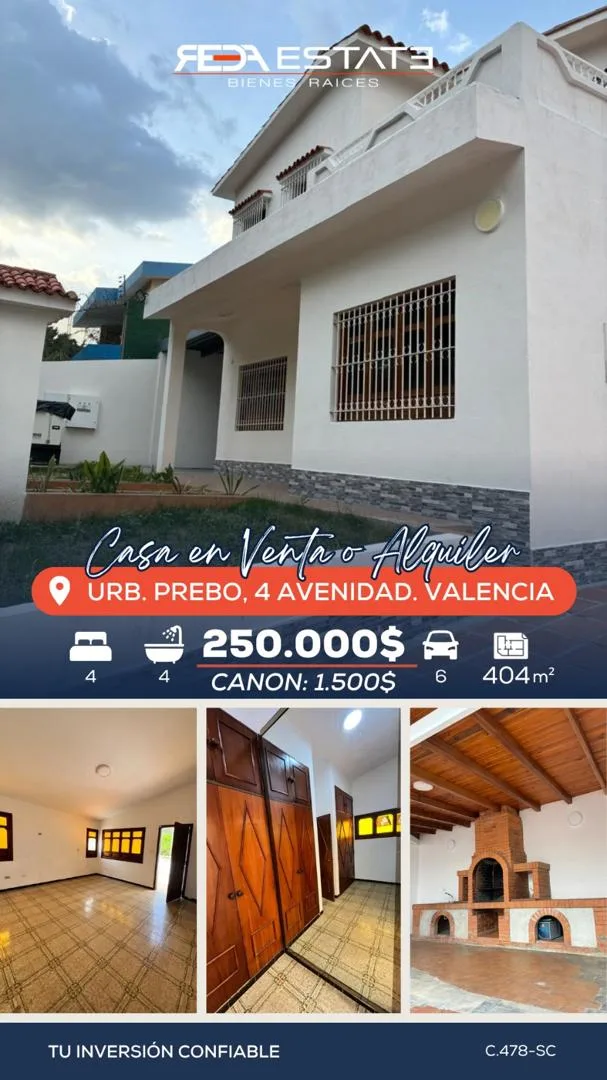 Casa en Venta en Urb Prebo - Valencia Carabobo — 5 hab 404m² — USD 250,000