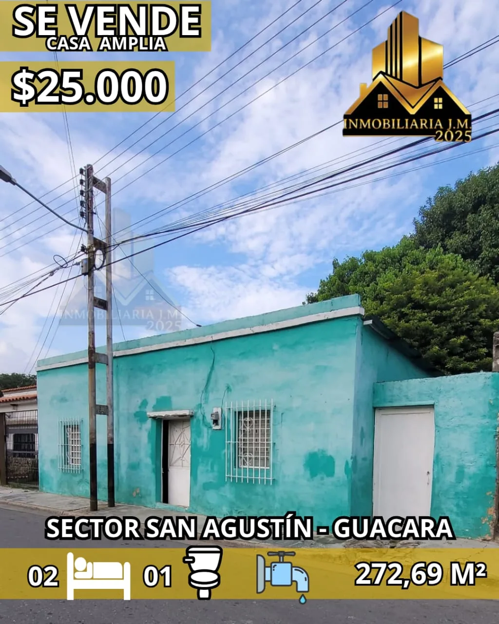 Casa en Venta en San Agustín - Guacara — 2 hab 273m² — USD 25,000