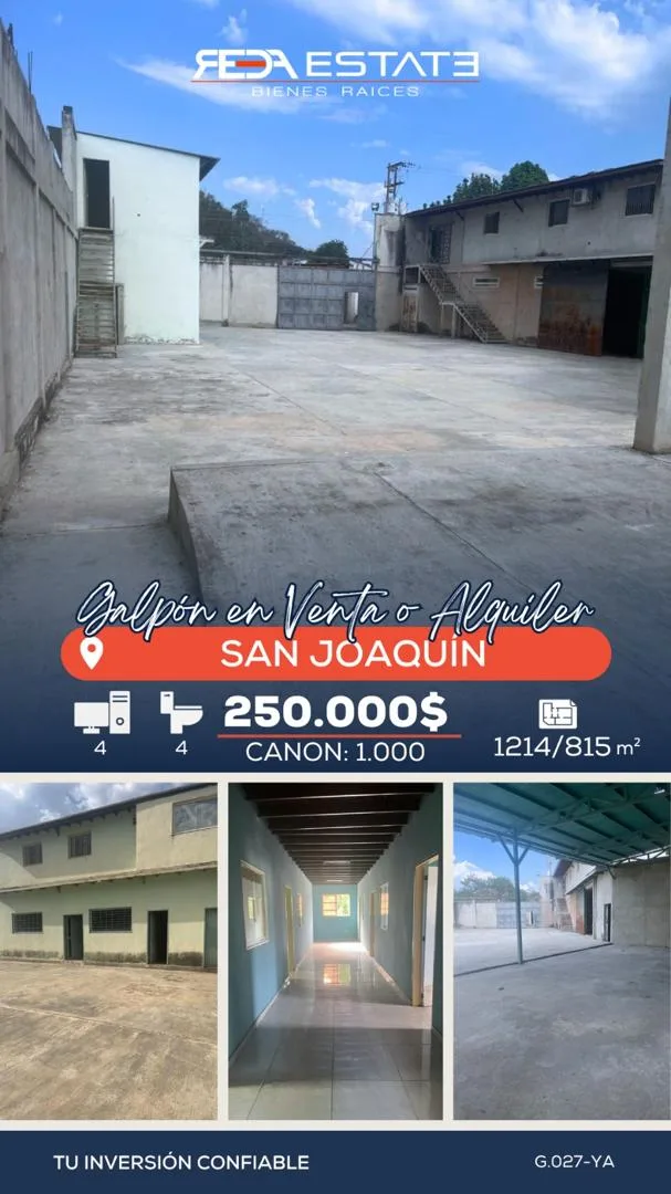Galpón en Venta en San Joaquín 1214m² — USD 250,000