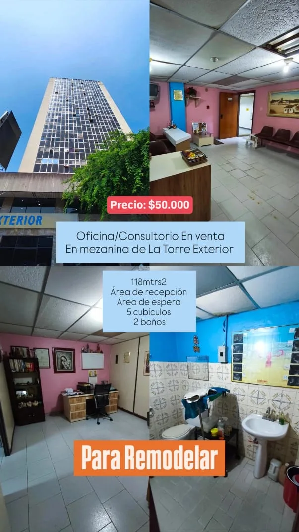 Oficina en Venta en La Torre Exterior - Av Bolivar — 5 hab 118m² — USD 50,000