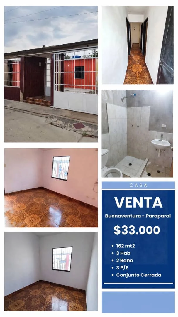 Casa en Venta en Urb Buenaventura Paraparal — 3 hab 162m² — USD 33,000