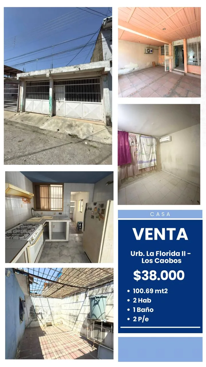 Casa en Venta en La Florida II - Los Caobos — 2 hab 100m² — USD 38,000