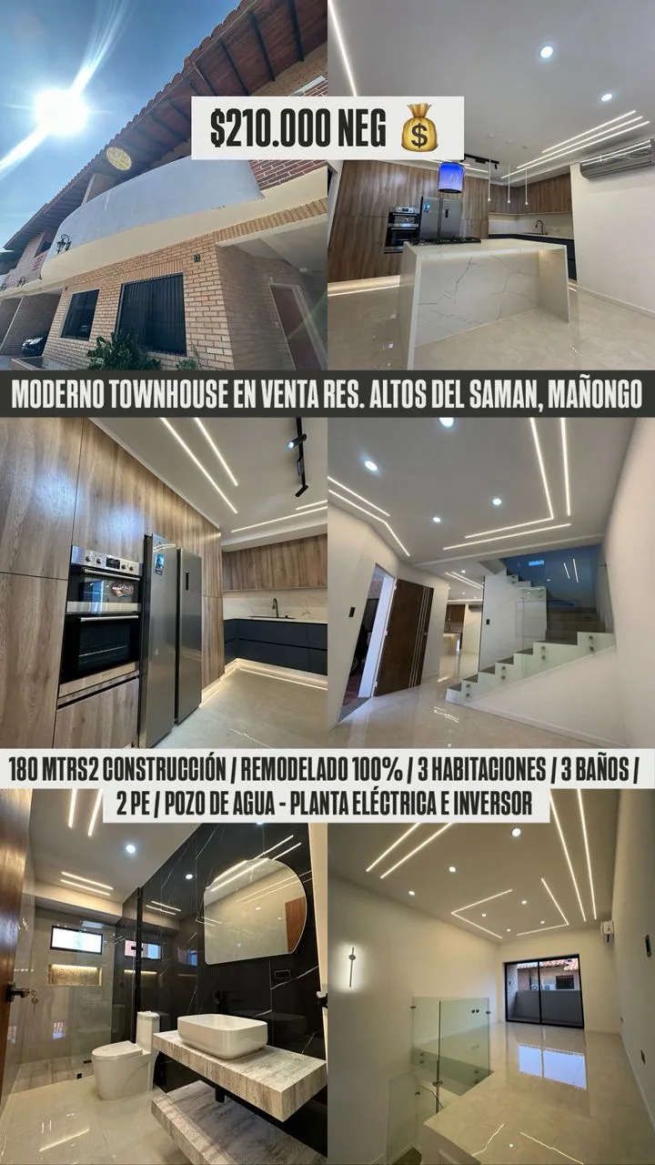 Townhouse en Venta en Resd. Altos del Saman — 3 hab 180m² — USD 210,000