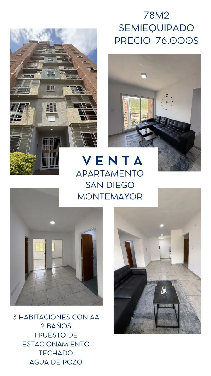 Apartamento en Venta en Montemayor - San Diego — 3 hab 78m² — USD 76,000