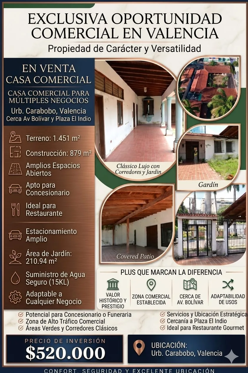 Casa en Venta en Urb Carabobo 1451m² — USD 520,000