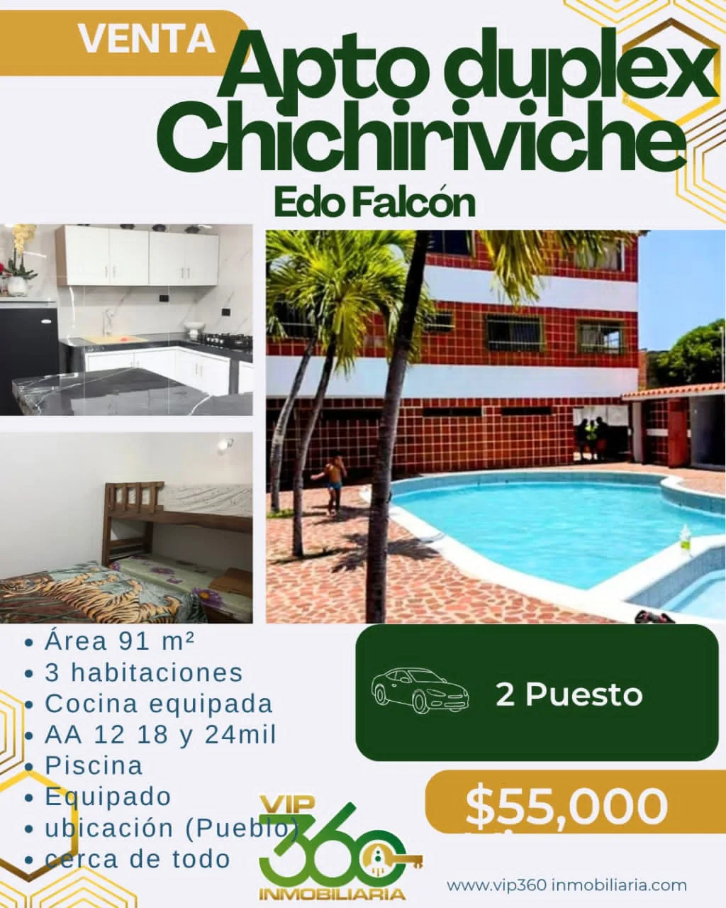 Apartamento en Venta en Chichiriviche — 3 hab 91m² — USD 55,000