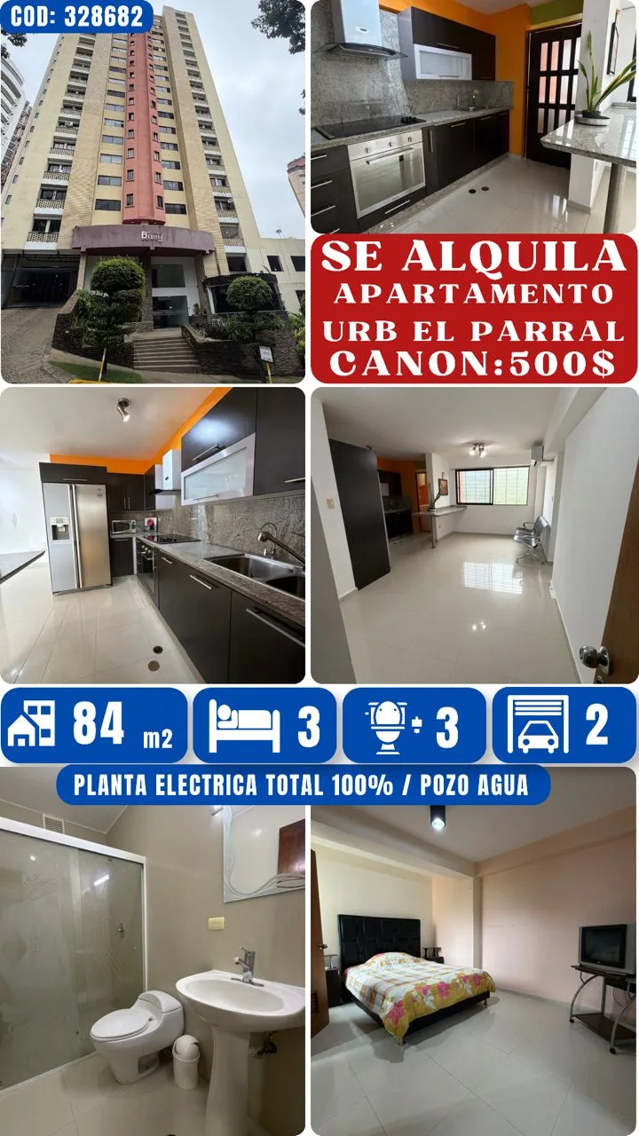 Apartamento en Alquiler en Res Bally Suites, Urb El Parral, Valencia, Carabobo — 3 hab 84m² — USD 500
