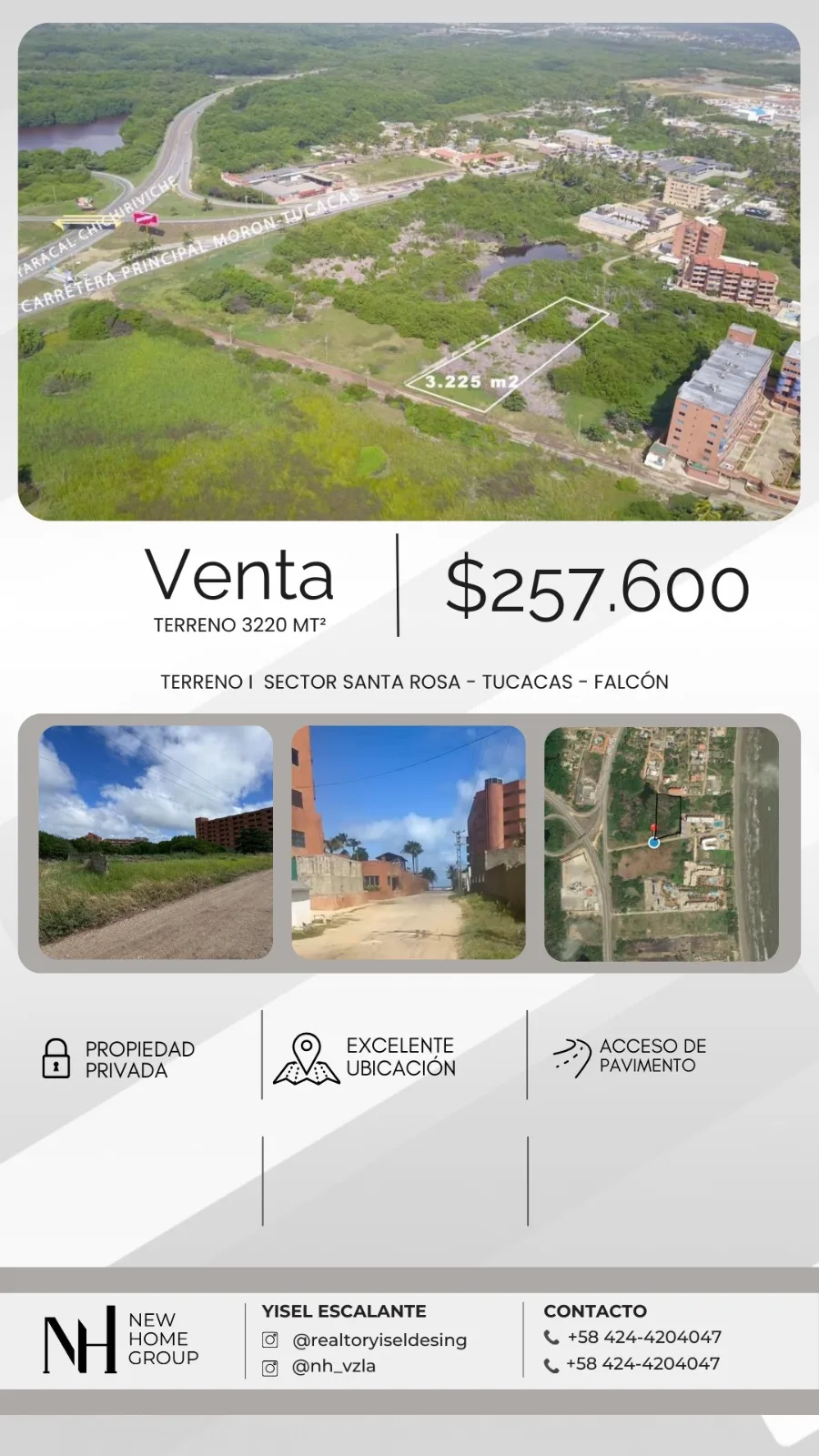 Terreno en Venta en Sector Santa Rosa, Tucacas - Edo Falcón 3220m² — USD 257,600