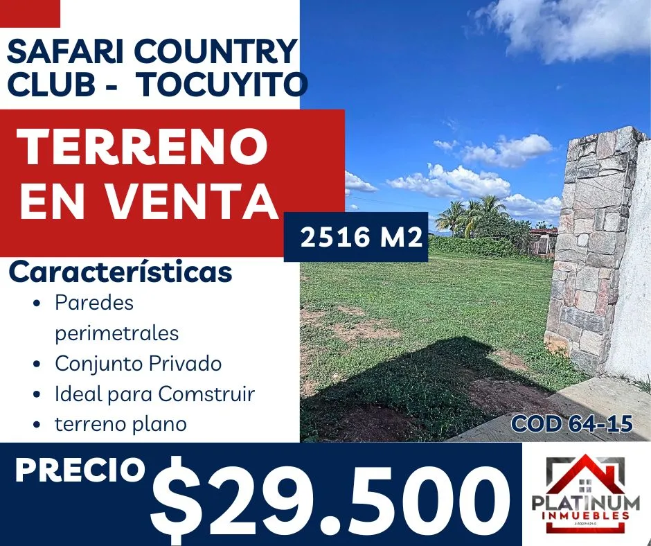 Terreno en Venta en Safari Carabobo 2516m² — USD 29,500