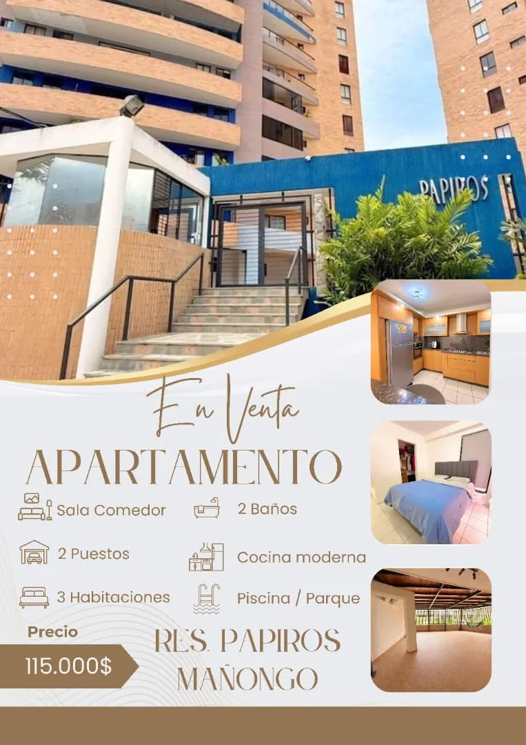 Apartamento en Venta en Urb. Mañongo Res. Papiros — 3 hab 214m² — USD 115,000