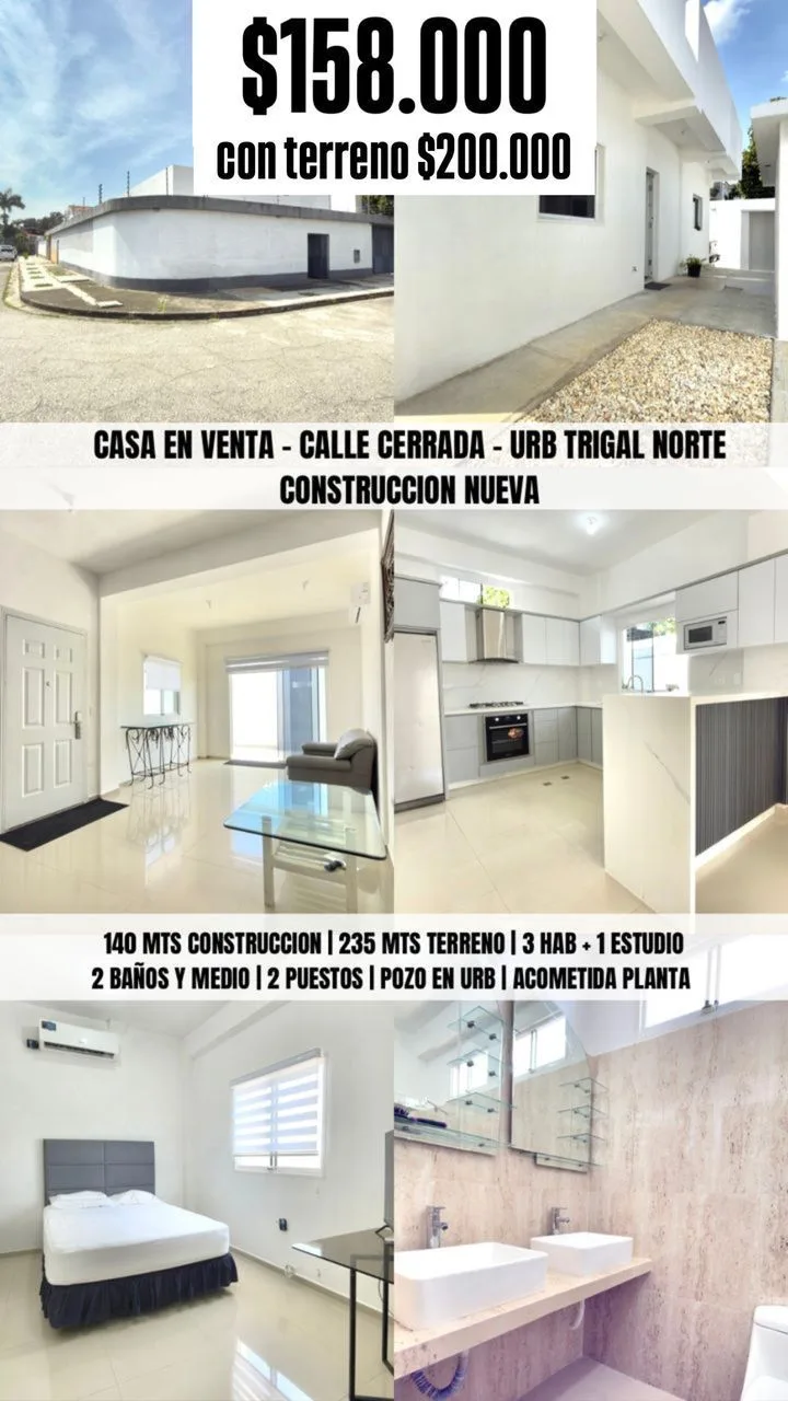 Casa en Venta en Trigal Norte — 4 hab 140m² — USD 200,000