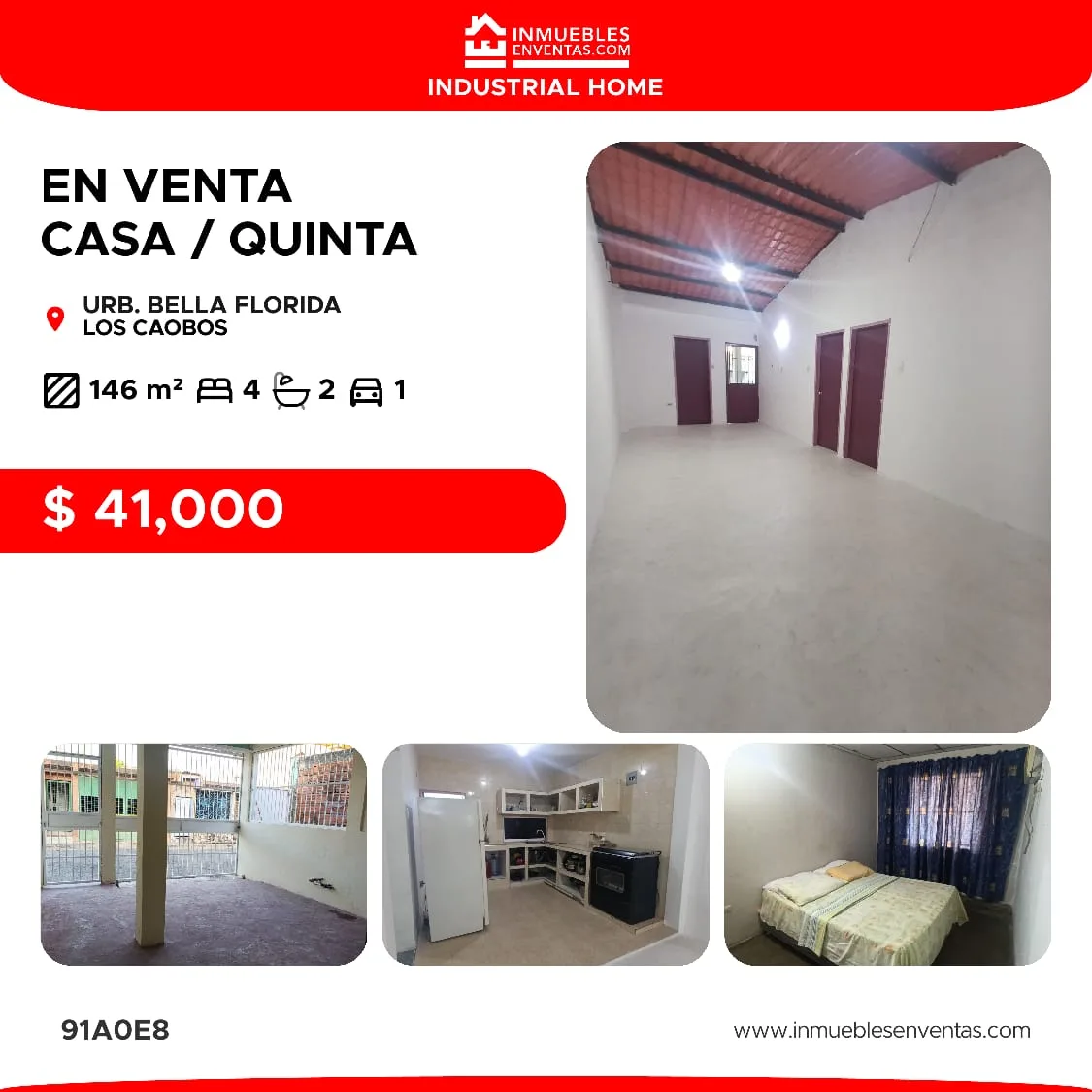 Casa en Venta en Urb Bella Florida, Los Caobos, Valencia, Estado Carabobo, Venezuela — 4 hab 146m² — USD 41,000