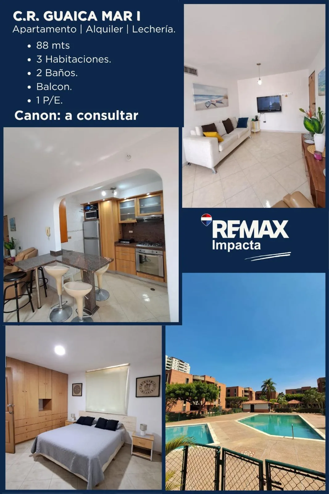 Apartamento en Alquiler en Conjunto Residencial Guaicamar I — 3 hab 87m² — Precio a consultar