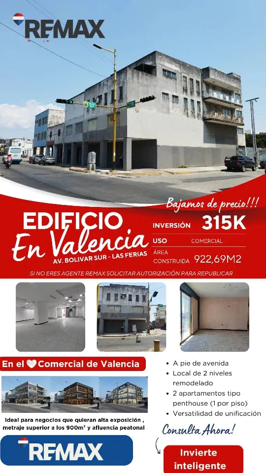 Local en Venta en Avenida Bolívar Sur (Las Ferias), Calle Infante, Valencia, Venezuela 922m² — USD 315,000