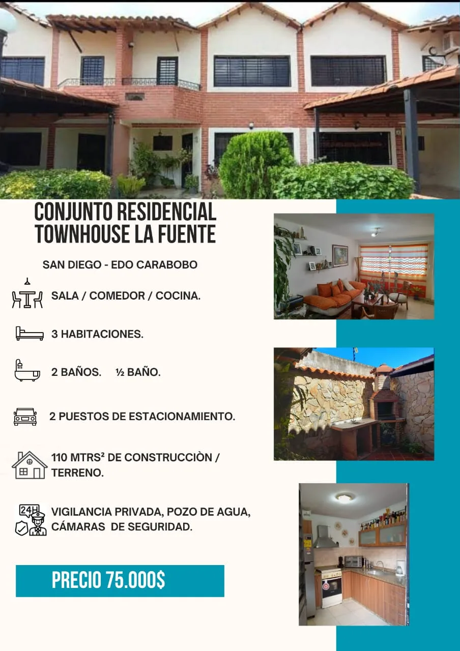 Townhouse en Venta en San Diego — 3 hab 110m² — USD 75,000