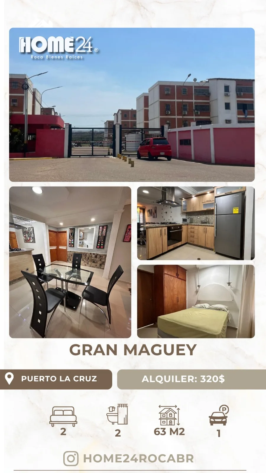 Apartamento en Alquiler en Conjunto Residencial El Gran Maguey — 2 hab 63m² — USD 320