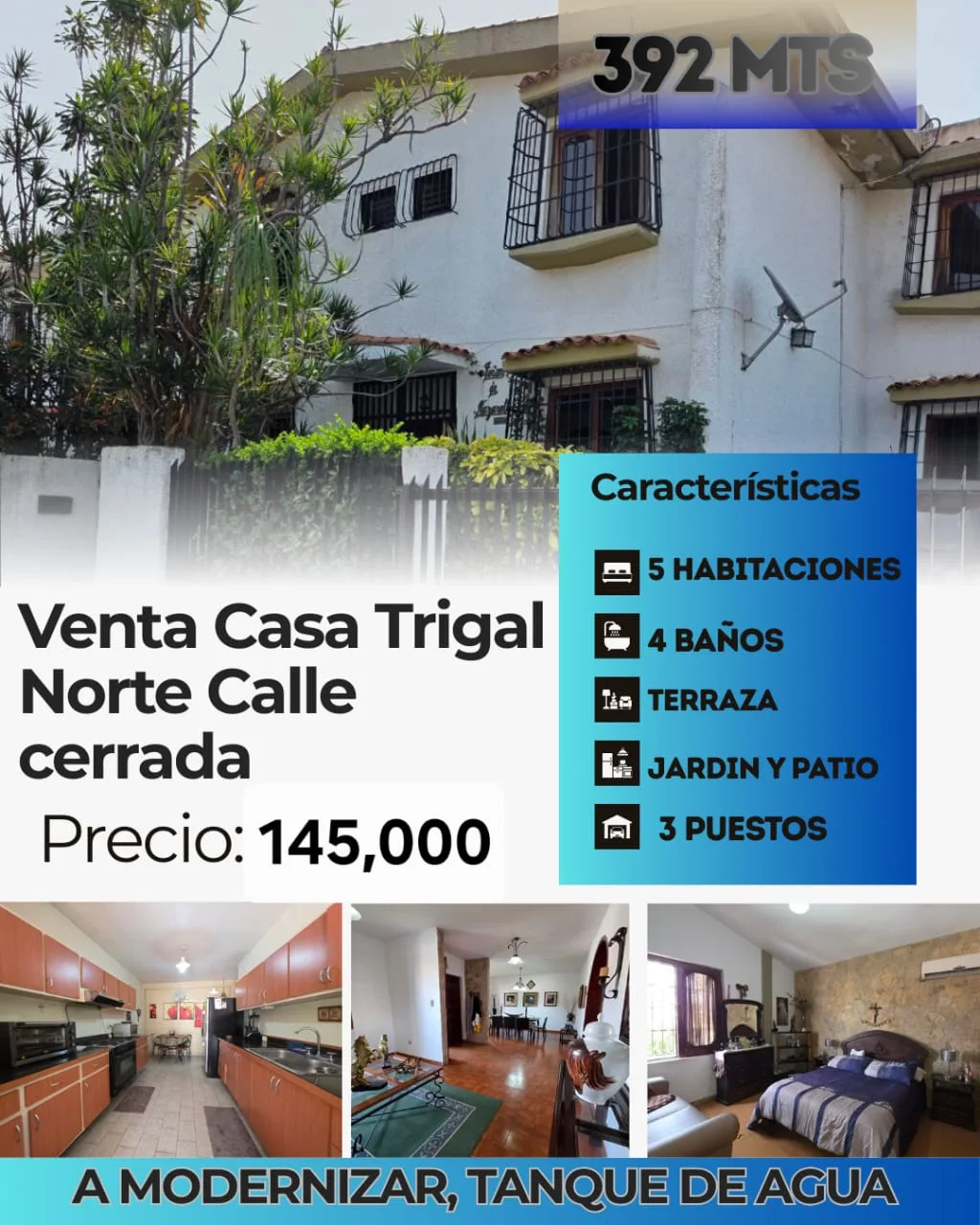 Casa en Venta en Trigal Norte — 5 hab 392m² — USD 145,000