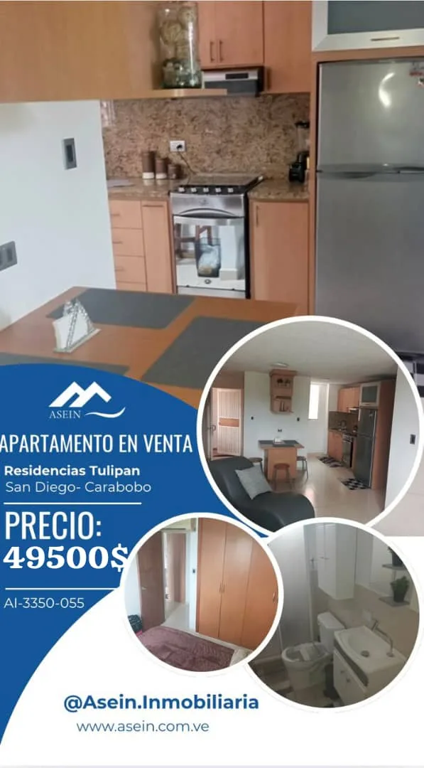 Apartamento en Venta en Conjunto Residencia Tulipan San Diego Estado Carabobo — 2 hab 56m² — USD 49,500