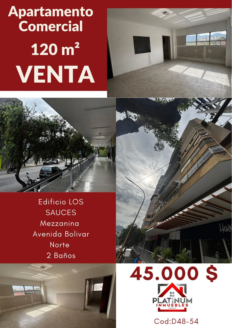 Apartamento en Venta en Residencias Los Sauces, Av Bolívar Norte 120m² — USD 45,000