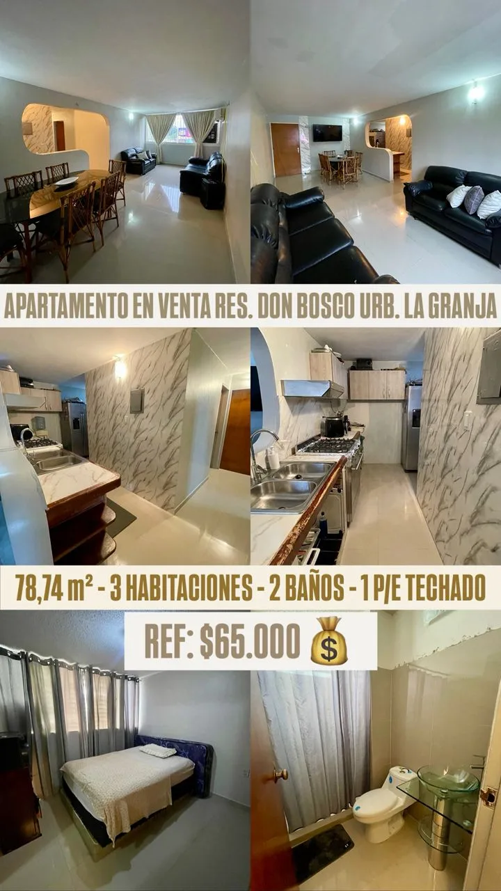 Apartamento en Venta en Urb. La Granja, Conj. Resd. Don Bosco — 3 hab 78m² — USD 65,000