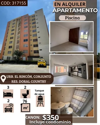 Apartamento en Conjunto Residencial Doral Country, El Rincón