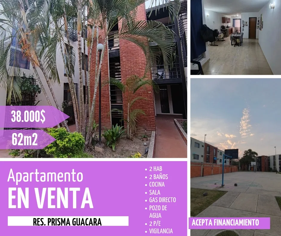 Apartamento en Venta en Conjunto Residencial Prisma, Guacara Edo Carabobo — 2 hab 62m² — USD 38,000