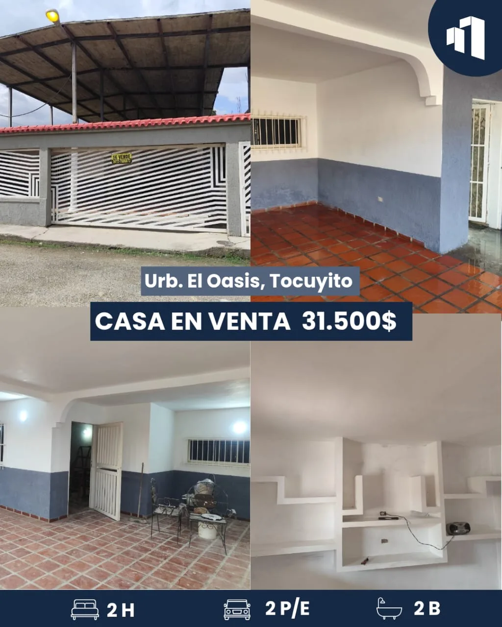 Casa en Venta en El Oasis, Tocuyito — 2 hab — USD 31,500