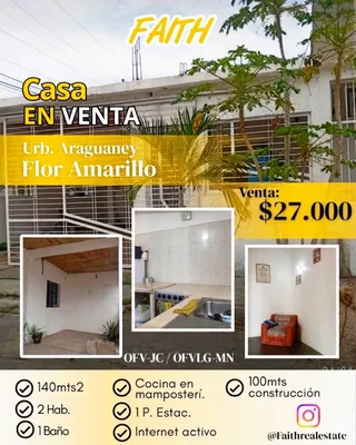 Casa en Urb Araguán, Flor Amarillo, Edo Carabobo