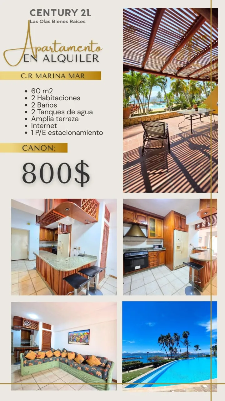 Apartamento en Alquiler en Conjunto Residencial Marina Mar — 2 hab 60m² — USD 800